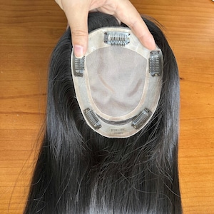 16インチ テープオンシルクトップ ヨーロピアンバージンヘアトッパー、女性の抜け毛対策に、一部手結びの人毛トッパー、クリップオンヘアトッパー