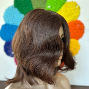 Light Brown European Human Hair Wig: Lace Front Silk Base, Short Bob