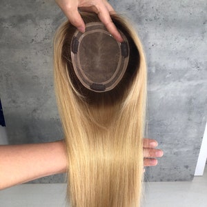 Luxury European Virgin Hair Topper: Rooted Blonde Mono Base