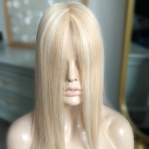14&quot; 3x5&quot;  Blonde Monofilament  European Virgin Hair Toppers For Women Hair Volume 18/60
