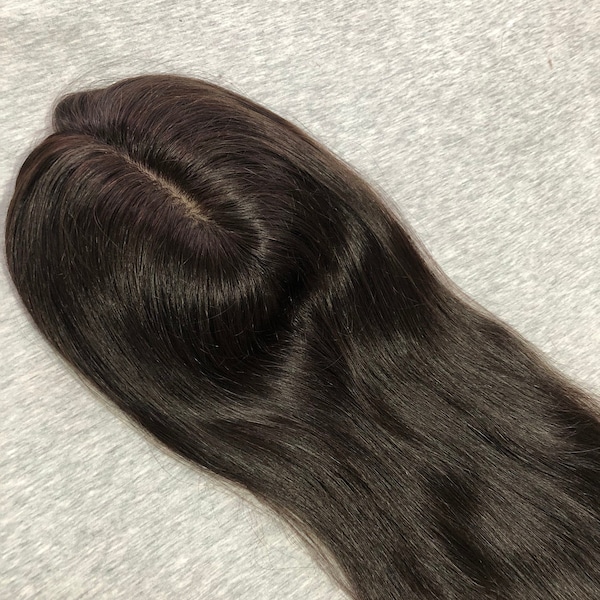 12-20" 6x6.4" Topper de cabello marrón, Topper de cabello humano para mujeres asequible, cabello humano no remy