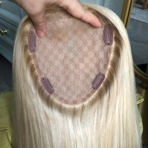 16&quot;  6x7&quot; Full Silk Base Mixed Blonde Indian Remy Human Hair Toppers 18/613