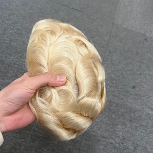 Thin Skin Mens Toupee: 8x10&quot; Poly Base Human Hair Wig Replacement