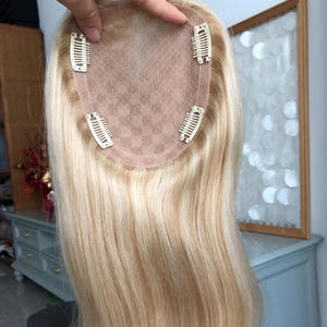 16&quot;  5x6&quot; Full Silk Base Warm Blonde Indian Remy Human Hair Toppers 18/613