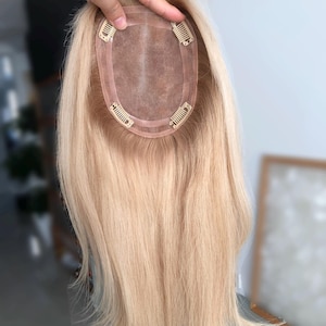 14&quot; Blonde European Virgin Human Hair Topper: Light Rooted, 5x6&quot;