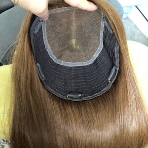 22&quot; Chestnut Brown HD Lace Top European Virgin Human Hair Topper