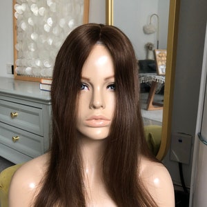 18&quot; Chestnut Brown Virgin European Hair Topper: Mono Base Human Hair Toupee