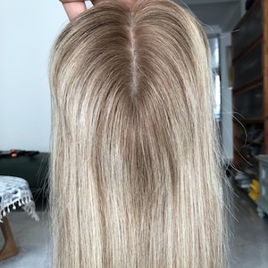 16" 18" 3 x 5" realistische Europese hoofdhuidtoppers, toupet met vrij deel rokerig asblond haar voor haarvolume