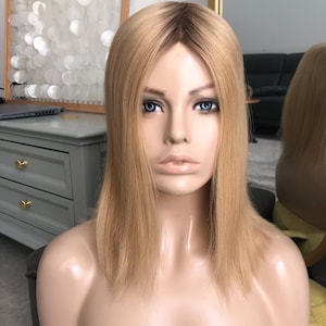 14&quot; European Virgin Remy Hair Topper: Mono Top, Golden Blonde #120