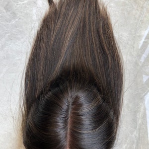 18-22" natuurlijk zwart met hoogtepunten 8 x 8" kanten frontale topper van menselijk vigrin haar, lichte dichtheid kanten haartoupet voor vrouwen 1B/7
