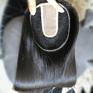 16&quot; European Virgin Human Hair Topper: Silk Part Fishnet Integration