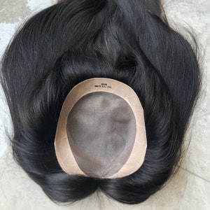18インチモノレース人毛レミーヘアトッパー、テープオンPUエッジ通気性人毛ヘアピース、女性用抜け毛ヘアトゥーピー7x9インチ8x10インチ、6x8インチオプション