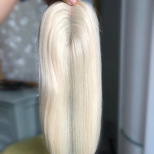 18&quot; White Blonde European Virgin Hair Topper: 4x5&quot; Mono Base