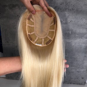 613 Light Blonde European Virgin Hair Topper: 14&quot; Mono Top Toupee