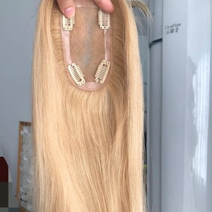 Blonde Virgin Hair Topper: European Human Hair, Light Volume (3x5&quot; Monofilament)