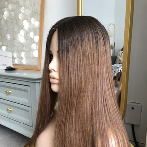 Ombre Brown European Human Hair Topper: 20&quot; 5x6&quot; Mono Base