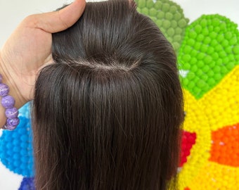 13x15cm Gratis Deel Natuurlijke Zwarte Zijde Basis Menselijk Haar Topper; Betaalbare Gratis Deel Echte Hoofdhuid Vrouwen Haar Toupetje Haarstukje