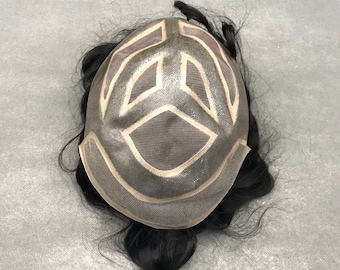 Natural Wave Men's 8x10" Monofilament Base Human Hair Toupee