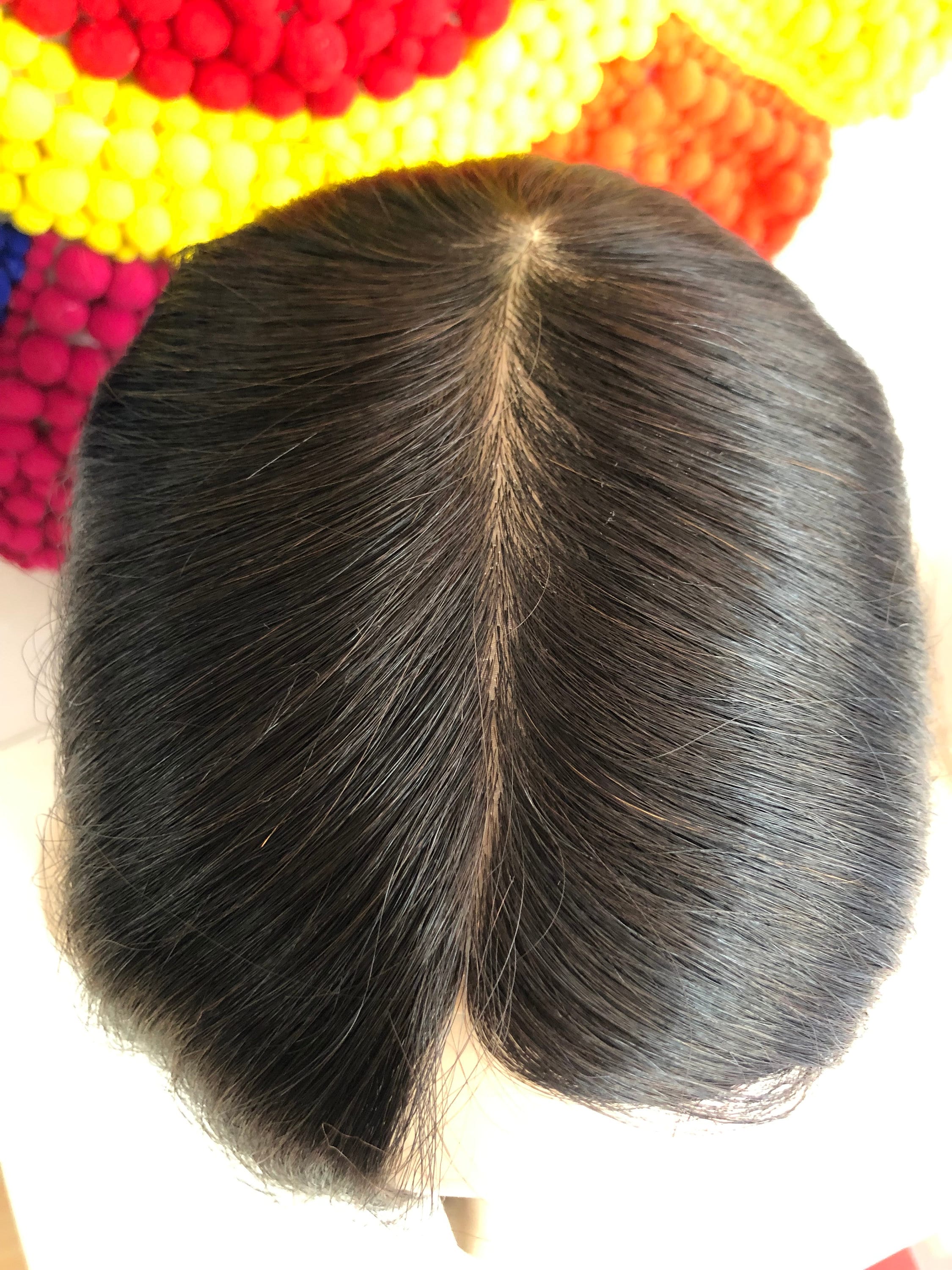Natural Black Excellent Human Hair Topper Silk Base Hair Etsy