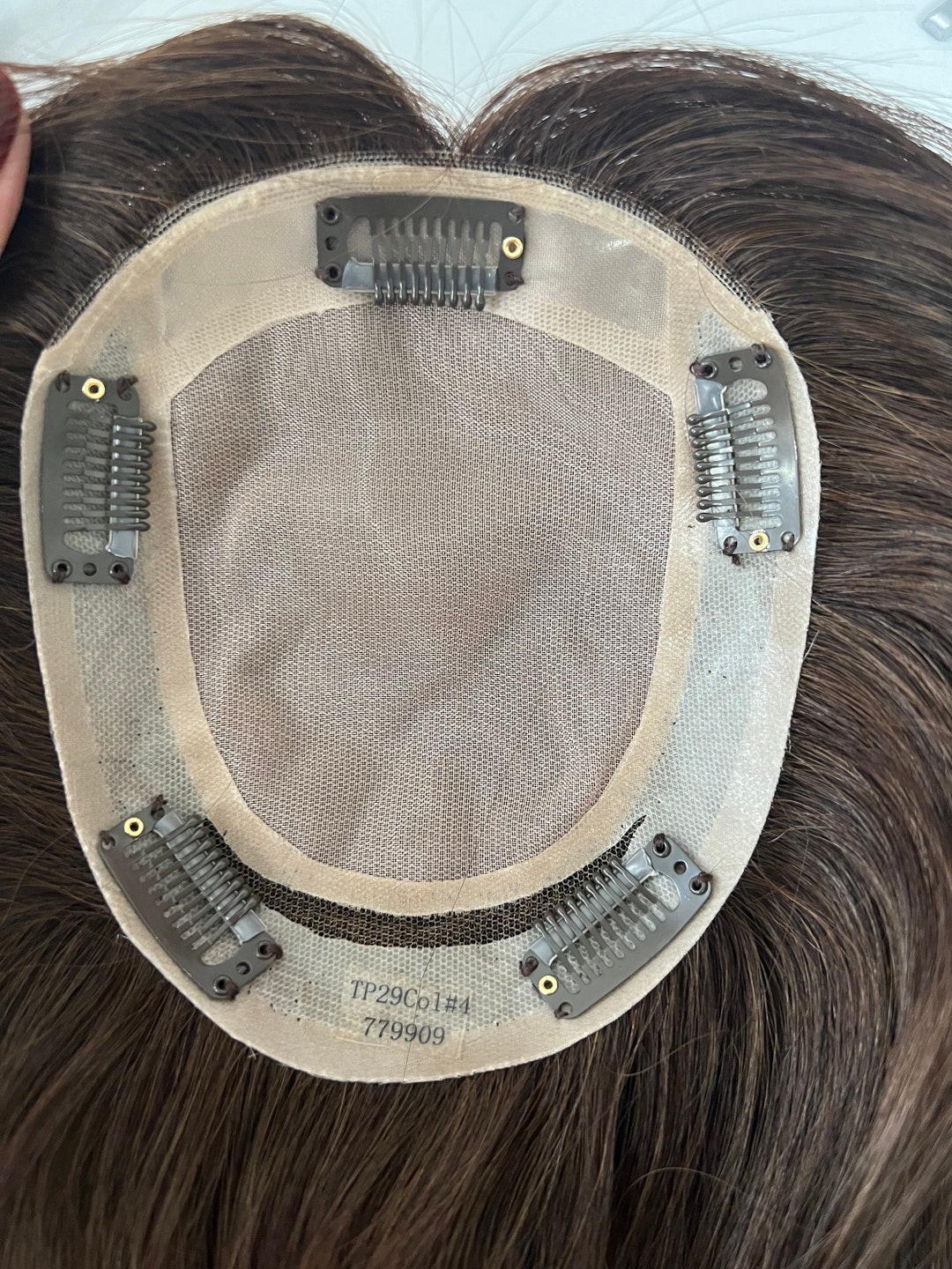 16 Tape on Clip on Silk Top European Virgin Hair Topper, Free Part Full