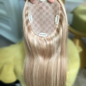16&quot;  4x5&quot; Full Silk Base Ash Blonde Indian Remy Human Hair Toppers 18/613