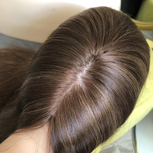 Medical Human Virgin Hair Wig: Silk Base Full Lace Alopecia Wig - 20&quot;  Brown
