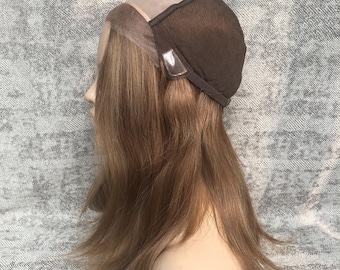 20&quot; Full Lace European Human Hair Wig: Rooted Blonde Mono Top, Small Cap