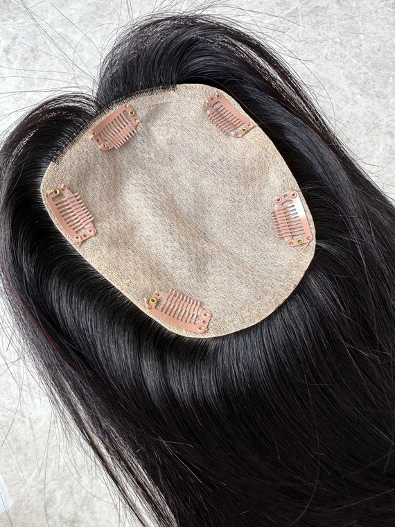 Silk Base Human Hair Topper Middle Part 10 Inch Glueless Hairpiece Amazon.com : ICRAB 10 main image 3