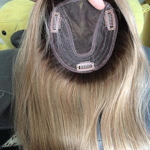 Ombre Blonde Human Virgin Hair Topper: Brazilian Lace, 12&quot;