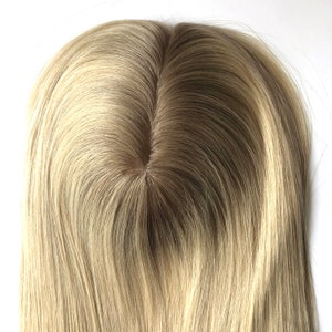 16&quot; European Human Hair Topper: Ombre Blonde, 5.5x6&quot; Silk Base