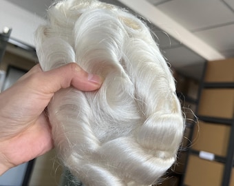 Bio Thin Skin Mens Toupee Invisible PU, 8x10'' Base Full Poly Human Hair Natural Wigs For Men, Replacement System