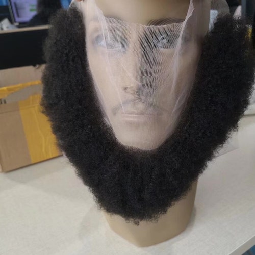 Human Hair Fake Beard And Hair Toupee Set, 100% Human Hair Set of Wig, Off Black Full Face Moustache , Mens Wig For shops Theater or Costume