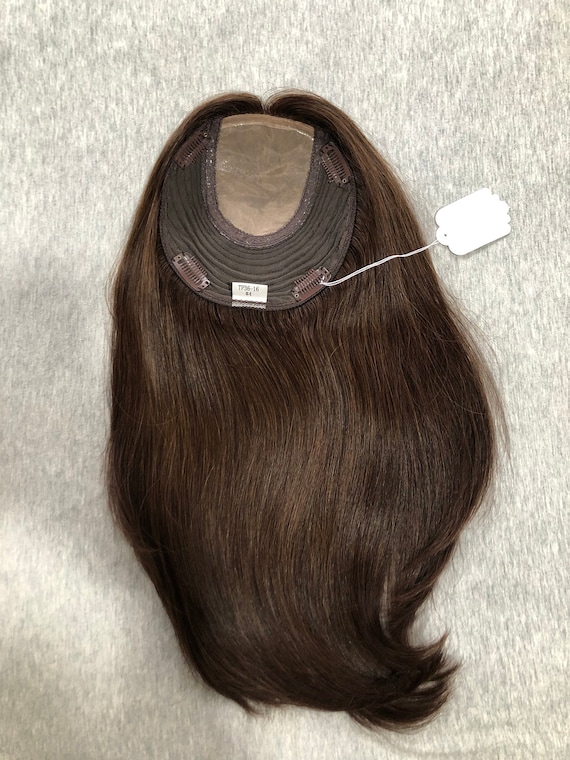 6x6 Human Hair Topper with Mono Base, 4 Clips for Thinning Hair Clipless Hair Topper 6x6.5 main image 3