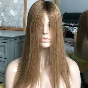 16インチ 5x6インチ 根付いたブロンドのヨーロピアンレミーヘアトッパー、女性用ヘアボリューム、通気性のあるモノフィラメントベースヘアトッパー 8/27