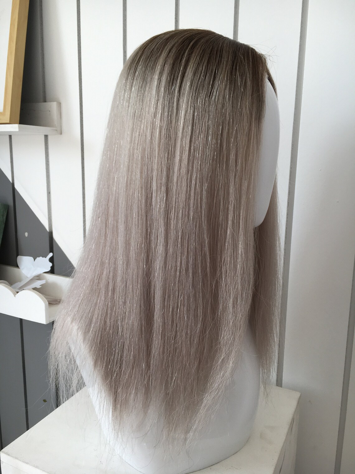 Dark Rooted Grey Human Hair Topper Etsy