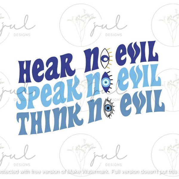 Hear no evil speak no evil SVG PNG Retro Groovy SVG Mental Health svg Inspirational Quote svg