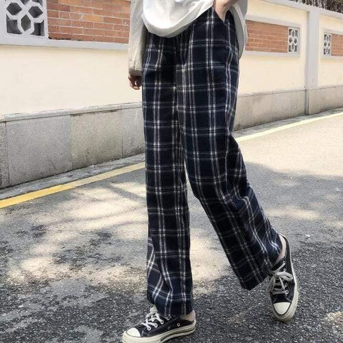 high waisted checkered pants