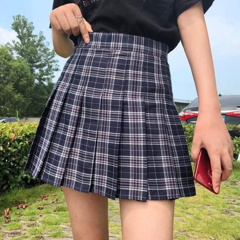 Pleated Plaid Mini Skirt Cute Kawaii Y2K Aesthetic Schoolgirl | Etsy