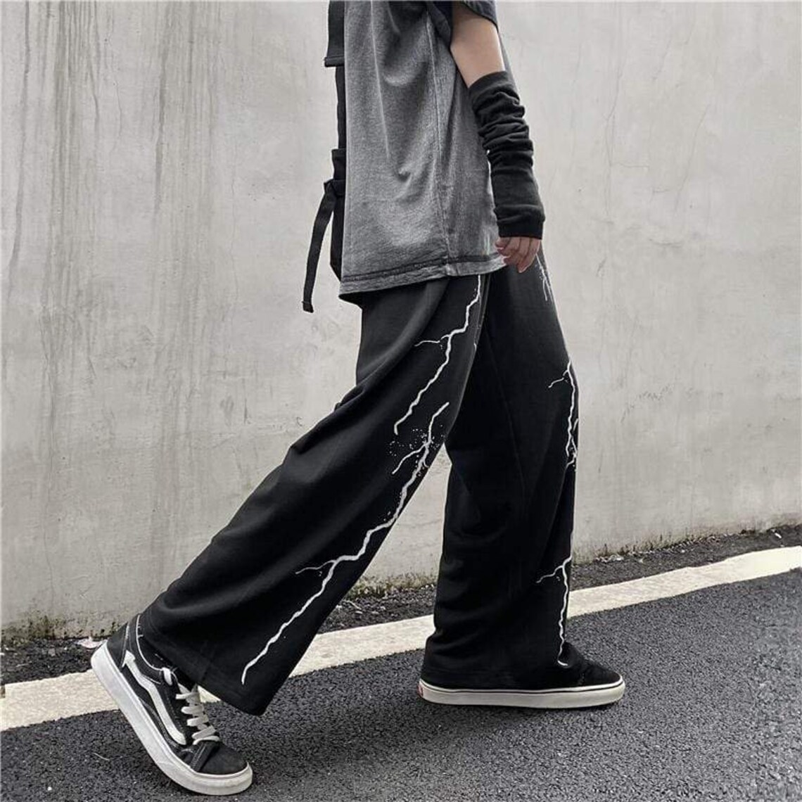 Lightning Bolt Sweatpants Printed Trackpants Unisex Black | Etsy