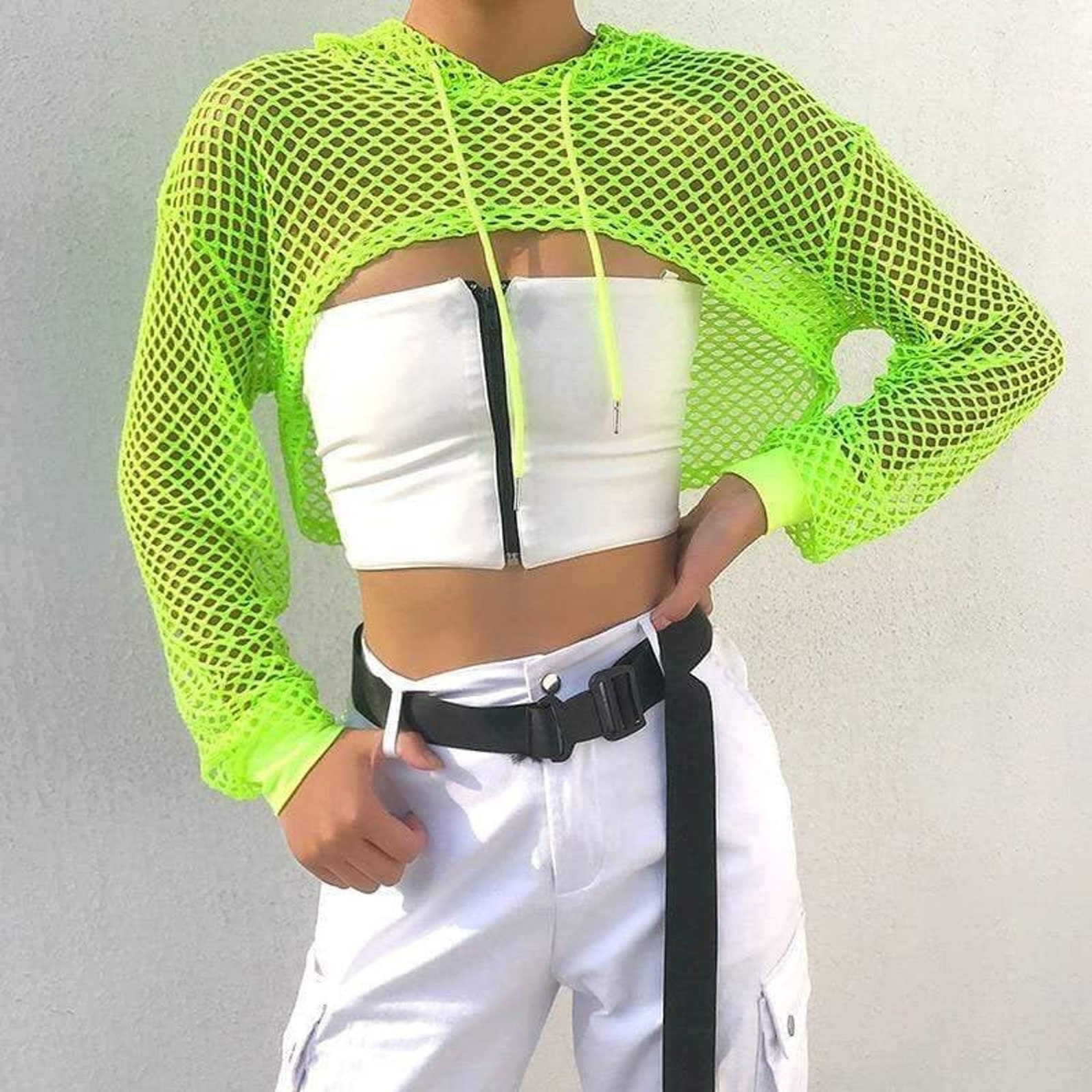 Neon Green Summer Shrug Rave Clothing Festival Outfit Raver Etsy