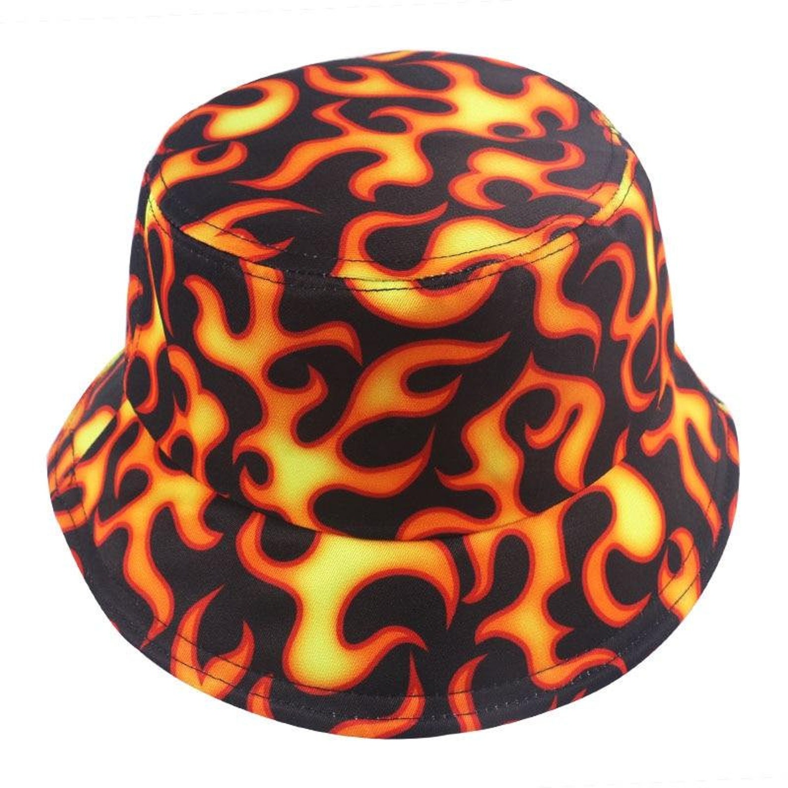 Rave Burning Flames Bucket Hat Harajuku Basin Hat Y2K Etsy