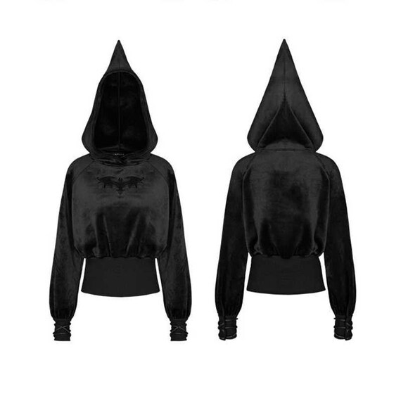 Black Gothic Hoodie Red Pullover for Women Goth Dark | Etsy