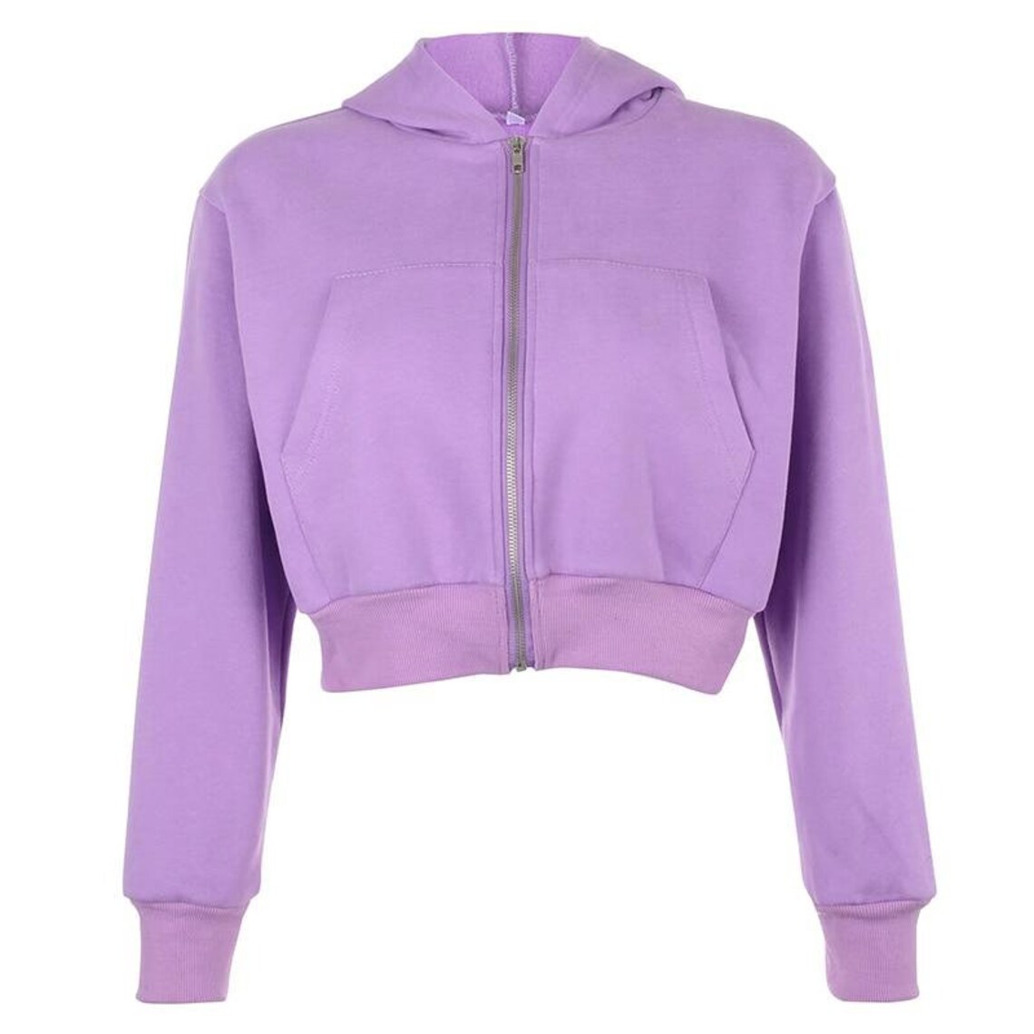 Purple Crop Hoodie Minimalist Pastel Cropped Sweatshirt Zip up Etsy