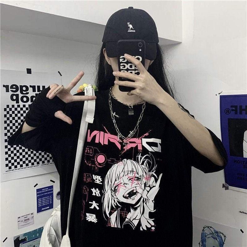 Anime Girl Oversized TShirt Harajuku Streetwear Tee Unisex Etsy