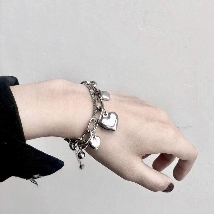 Heart Charm Bracelet Harajuku Jewelry Love Charm Gothic Puffy | Etsy