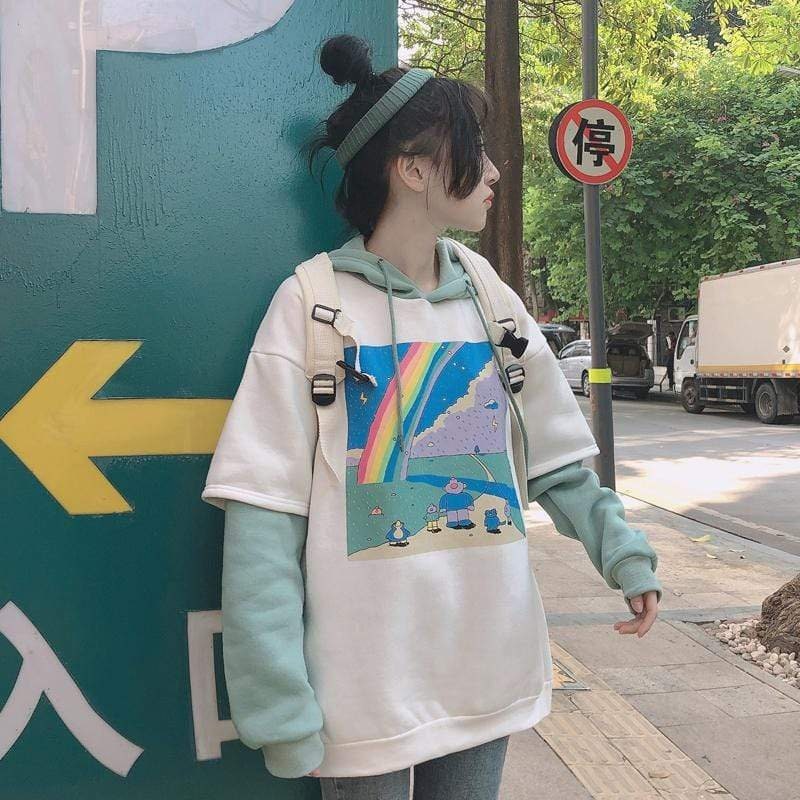 double layer hooded sweatshirt