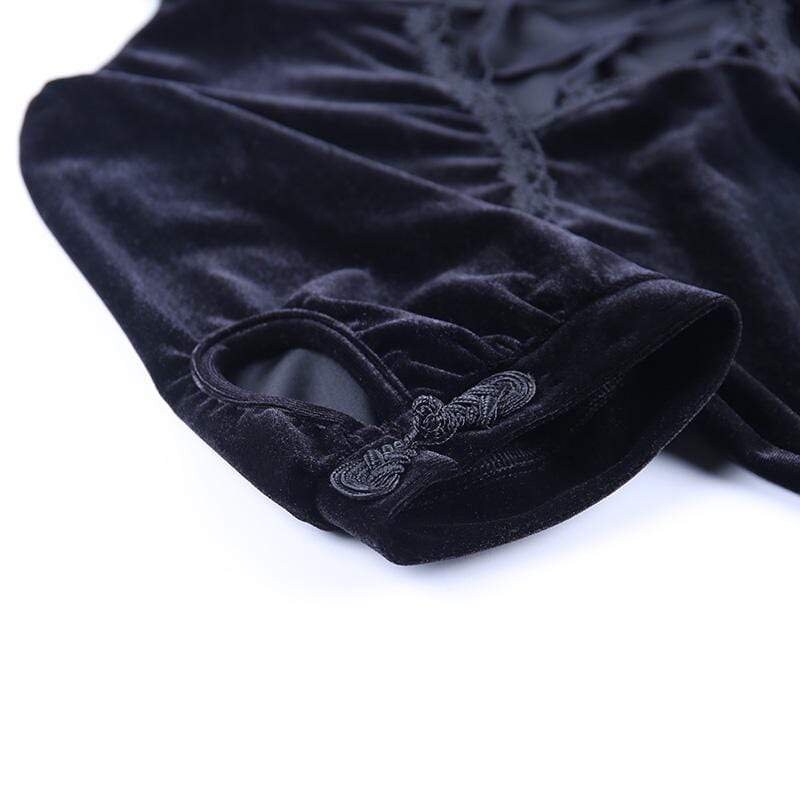 Black Velvet Dress Gothic Elegant Mini Dress Goth Mandarin | Etsy
