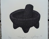 Molcajete Mortar and pestle - Linocut