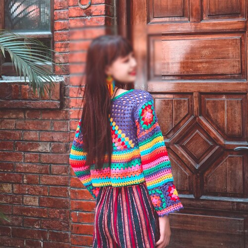 Shops Original hand crocheted hand crocheted hollow sweater ethnic style colorful top travel