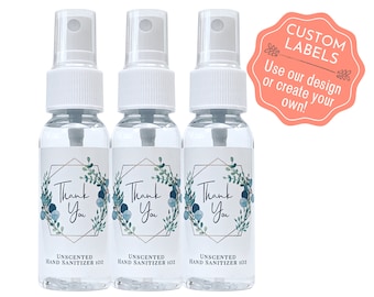 Thank You  Sanitizer Labels & Bottles - Customized for your Event! - Eucalyptus Wreath